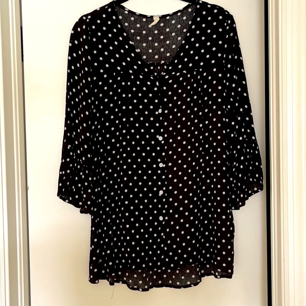 Pink blush polka dot top